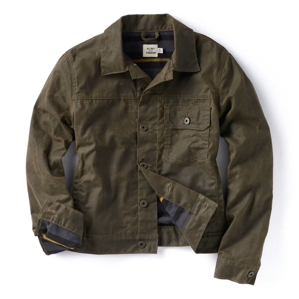 Flint & Tinder Women's Flannel-Lined Waxed Trucker Jacket NWT
